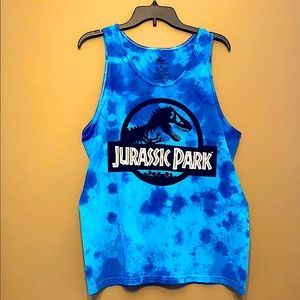 Tie-Dye Jurassic Park Logo Tank Top - Blue